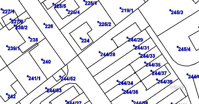 Parcela st. 244/28 v KÚ Staré Pavlovice, Katastrální mapa
