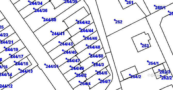 Parcela st. 244/48 v KÚ Staré Pavlovice, Katastrální mapa