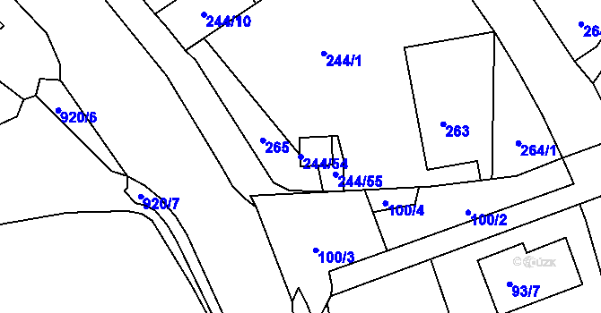 Parcela st. 244/54 v KÚ Staré Pavlovice, Katastrální mapa