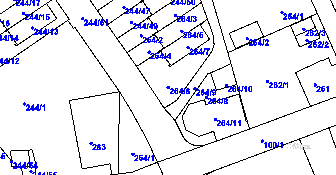 Parcela st. 264/6 v KÚ Staré Pavlovice, Katastrální mapa