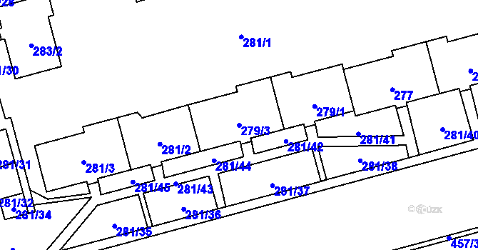 Parcela st. 279/3 v KÚ Staré Pavlovice, Katastrální mapa