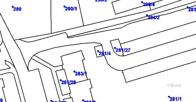 Parcela st. 281/4 v KÚ Staré Pavlovice, Katastrální mapa