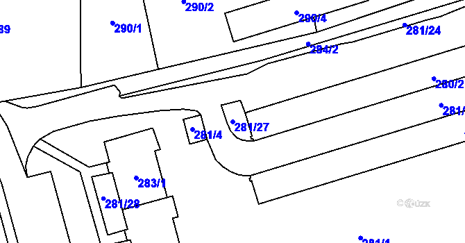 Parcela st. 281/27 v KÚ Staré Pavlovice, Katastrální mapa