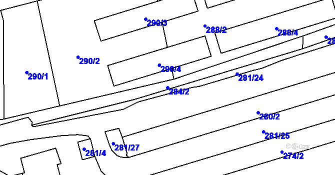 Parcela st. 284/2 v KÚ Staré Pavlovice, Katastrální mapa