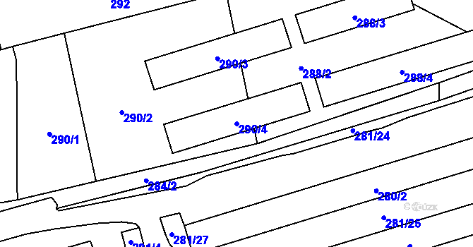 Parcela st. 290/4 v KÚ Staré Pavlovice, Katastrální mapa