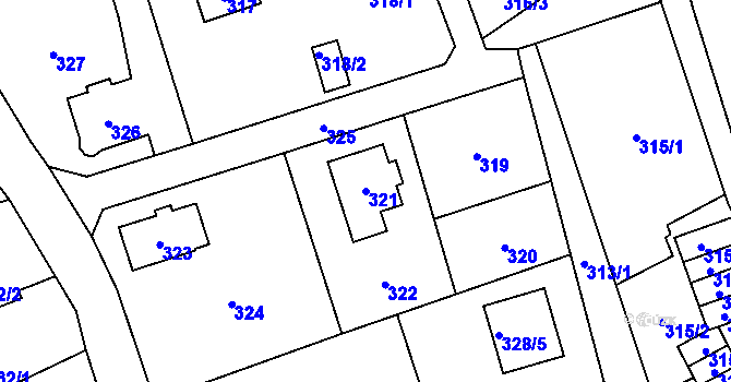 Parcela st. 321 v KÚ Staré Pavlovice, Katastrální mapa