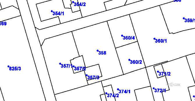 Parcela st. 358 v KÚ Staré Pavlovice, Katastrální mapa