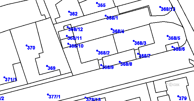 Parcela st. 368/2 v KÚ Staré Pavlovice, Katastrální mapa