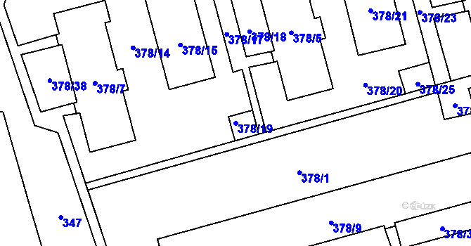 Parcela st. 378/19 v KÚ Staré Pavlovice, Katastrální mapa