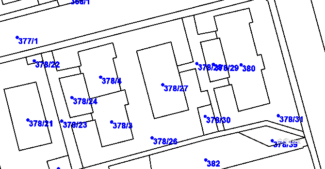 Parcela st. 378/27 v KÚ Staré Pavlovice, Katastrální mapa