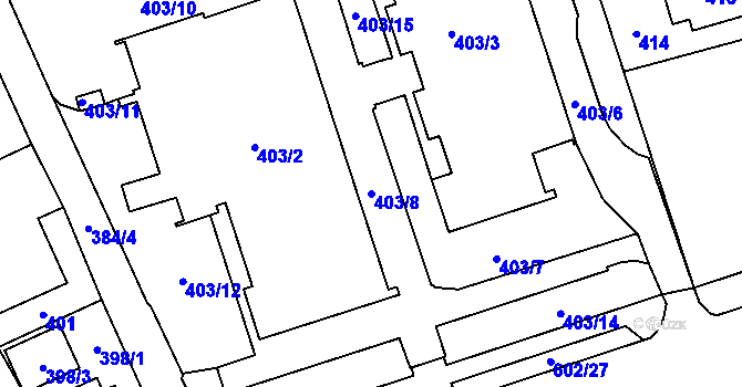 Parcela st. 403/8 v KÚ Staré Pavlovice, Katastrální mapa