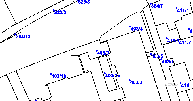 Parcela st. 403/9 v KÚ Staré Pavlovice, Katastrální mapa