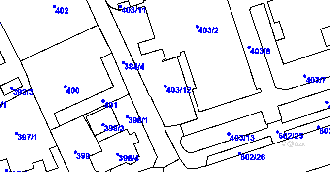 Parcela st. 403/12 v KÚ Staré Pavlovice, Katastrální mapa