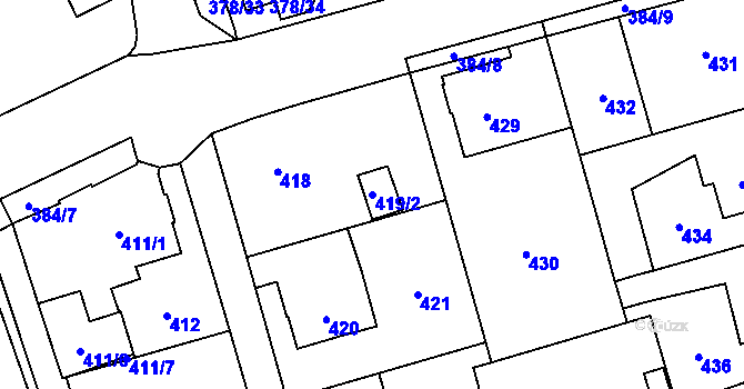 Parcela st. 419/2 v KÚ Staré Pavlovice, Katastrální mapa