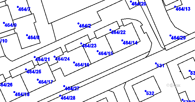 Parcela st. 464/15 v KÚ Staré Pavlovice, Katastrální mapa