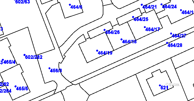 Parcela st. 464/19 v KÚ Staré Pavlovice, Katastrální mapa