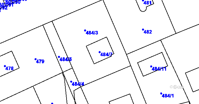 Parcela st. 484/7 v KÚ Staré Pavlovice, Katastrální mapa