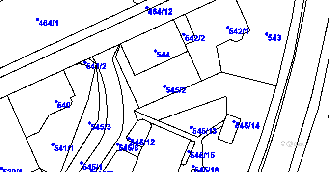 Parcela st. 545/2 v KÚ Staré Pavlovice, Katastrální mapa