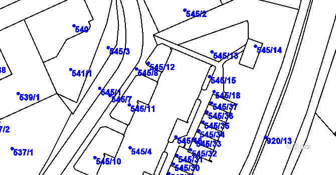 Parcela st. 545/6 v KÚ Staré Pavlovice, Katastrální mapa