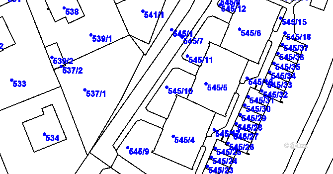 Parcela st. 545/10 v KÚ Staré Pavlovice, Katastrální mapa