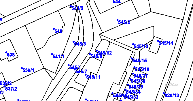 Parcela st. 545/12 v KÚ Staré Pavlovice, Katastrální mapa