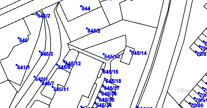 Parcela st. 545/13 v KÚ Staré Pavlovice, Katastrální mapa