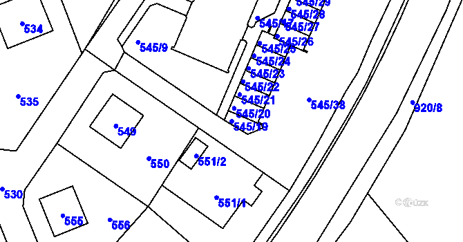 Parcela st. 545/19 v KÚ Staré Pavlovice, Katastrální mapa