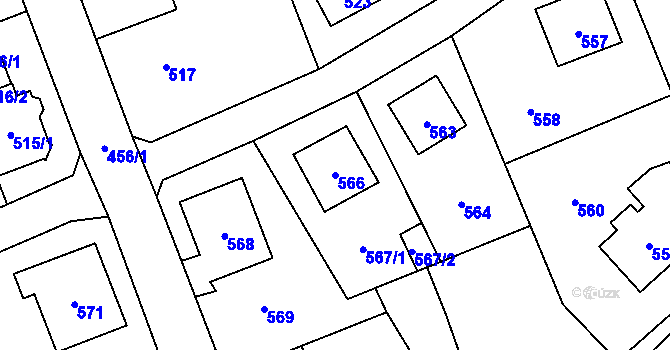 Parcela st. 566 v KÚ Staré Pavlovice, Katastrální mapa