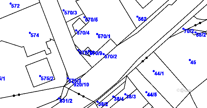 Parcela st. 570/2 v KÚ Staré Pavlovice, Katastrální mapa