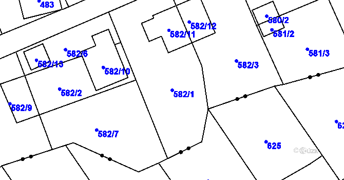 Parcela st. 582/1 v KÚ Staré Pavlovice, Katastrální mapa
