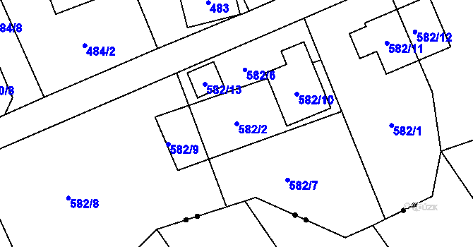 Parcela st. 582/2 v KÚ Staré Pavlovice, Katastrální mapa