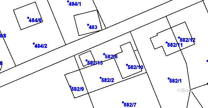 Parcela st. 582/6 v KÚ Staré Pavlovice, Katastrální mapa