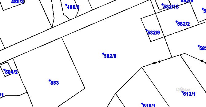 Parcela st. 582/8 v KÚ Staré Pavlovice, Katastrální mapa