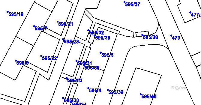 Parcela st. 595/5 v KÚ Staré Pavlovice, Katastrální mapa