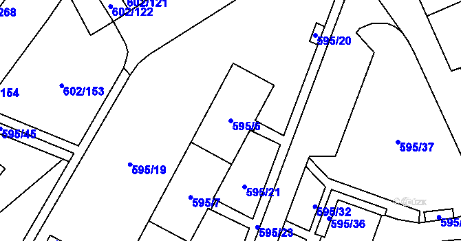 Parcela st. 595/6 v KÚ Staré Pavlovice, Katastrální mapa