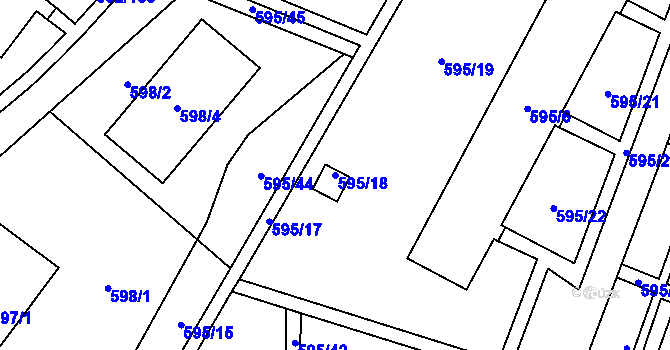 Parcela st. 595/18 v KÚ Staré Pavlovice, Katastrální mapa