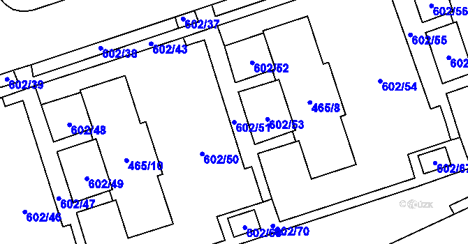 Parcela st. 602/51 v KÚ Staré Pavlovice, Katastrální mapa