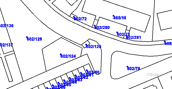 Parcela st. 602/125 v KÚ Staré Pavlovice, Katastrální mapa