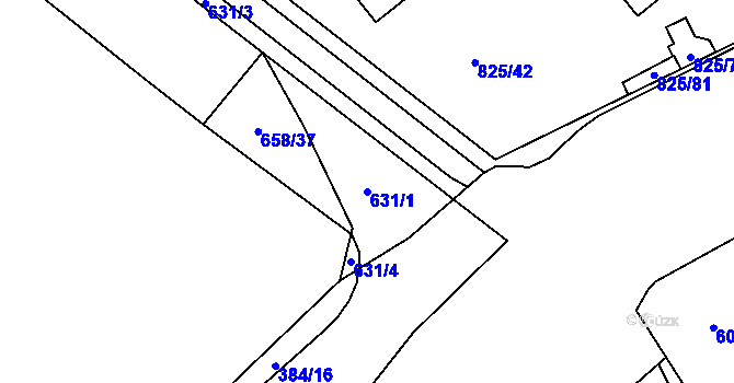 Parcela st. 631/1 v KÚ Staré Pavlovice, Katastrální mapa