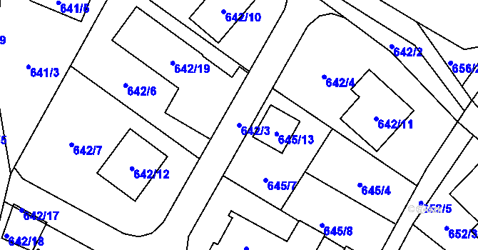 Parcela st. 642/3 v KÚ Staré Pavlovice, Katastrální mapa