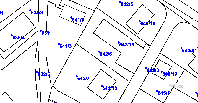 Parcela st. 642/6 v KÚ Staré Pavlovice, Katastrální mapa