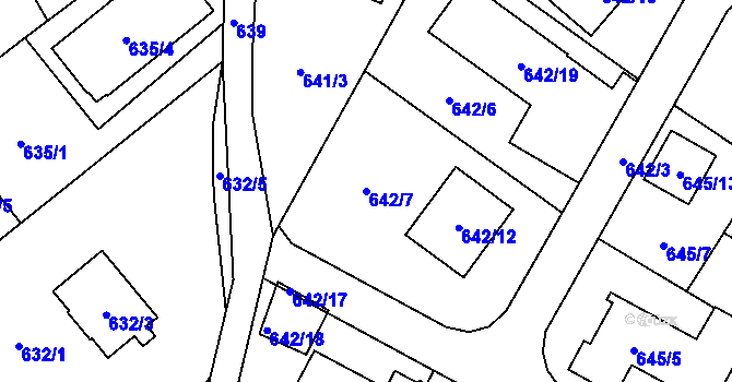 Parcela st. 642/7 v KÚ Staré Pavlovice, Katastrální mapa