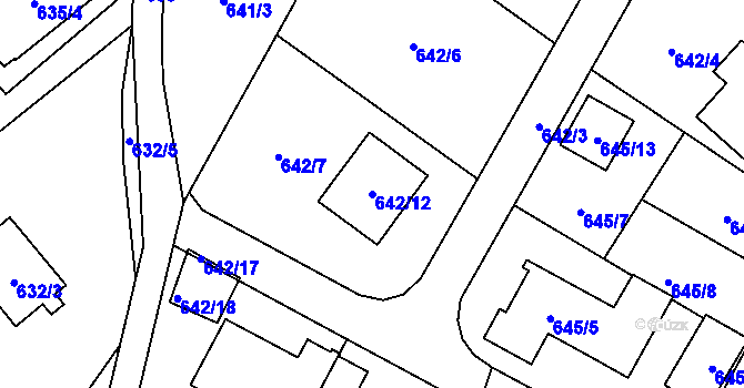 Parcela st. 642/12 v KÚ Staré Pavlovice, Katastrální mapa
