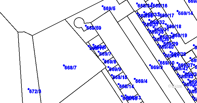 Parcela st. 669/7 v KÚ Staré Pavlovice, Katastrální mapa