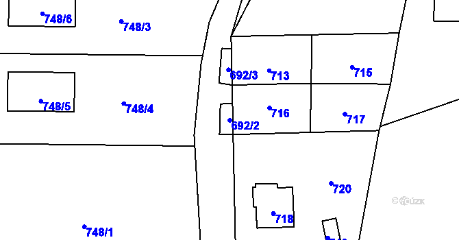 Parcela st. 692/2 v KÚ Staré Pavlovice, Katastrální mapa