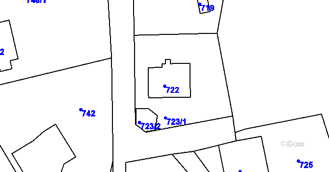 Parcela st. 722 v KÚ Staré Pavlovice, Katastrální mapa
