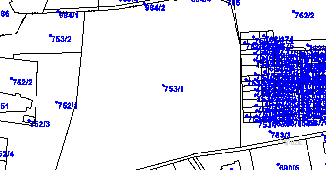 Parcela st. 753/1 v KÚ Staré Pavlovice, Katastrální mapa