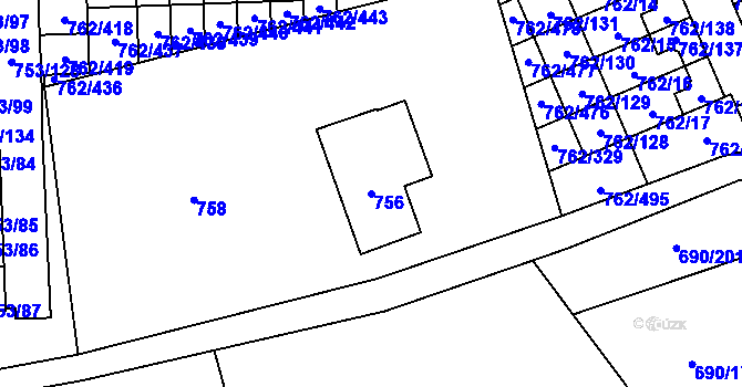 Parcela st. 756 v KÚ Staré Pavlovice, Katastrální mapa