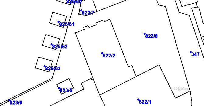 Parcela st. 822/2 v KÚ Staré Pavlovice, Katastrální mapa