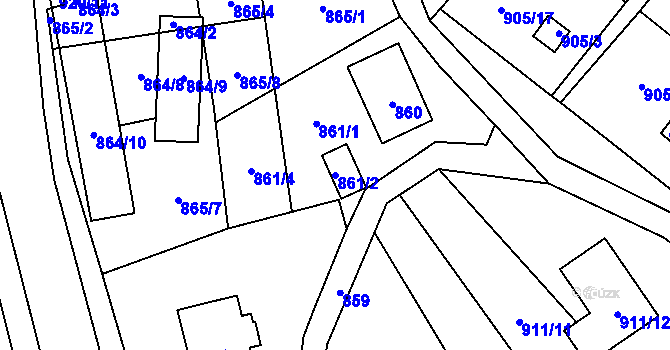 Parcela st. 861/2 v KÚ Staré Pavlovice, Katastrální mapa